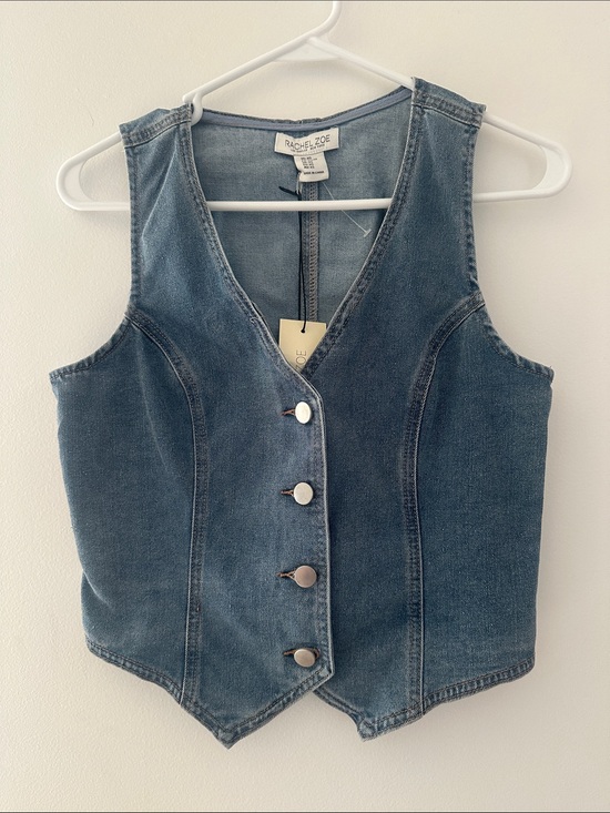 Rachel Zoe Tops - Rachel Zoe Washed Blue Denim Button Vest